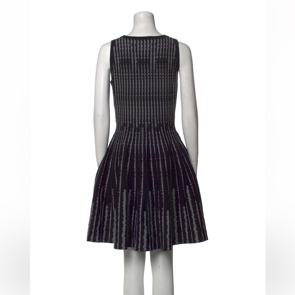 Milly fit flare stretch black white sleeveless dress a line size L 8-10 - Picture 3 of 8